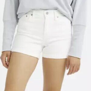 Levi's Women's Mid Rise Mid Length Slim Hip Denim Short Size 34 Chalk White NWT